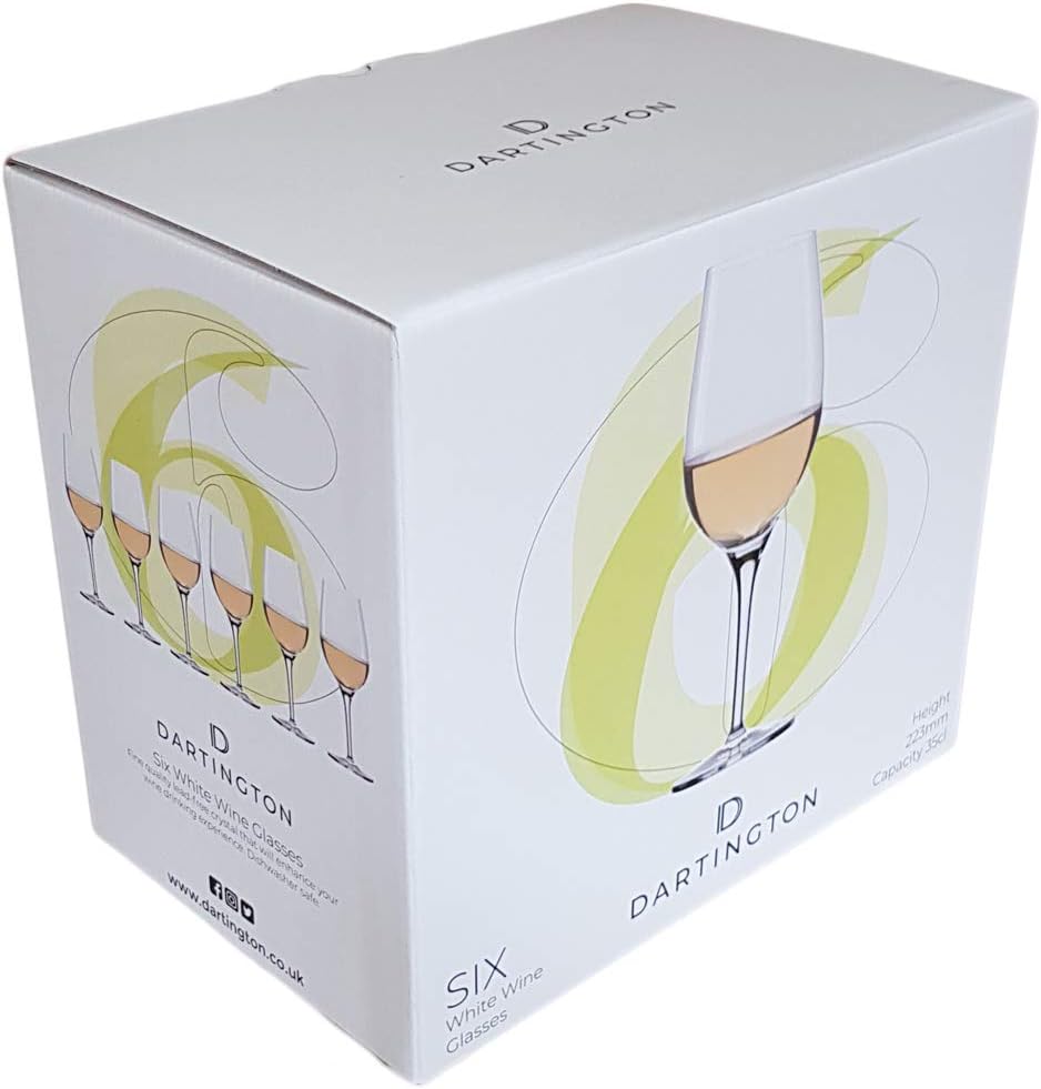 Dartington Crystal Six White Wine Glasses, Set of 6, Colorless, 6 Count (Pack of 1)