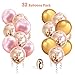 RoundDeal 32 Pack 12 inch Rose Gold Confetti Balloons for Baby Shower Girl, Bridal Shower & Bachelorette Decorations, Happy Engagement Decorations, Happy Birthday, Wedding & Anniversary Decor with