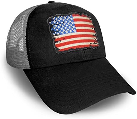 Strange Cargo USA American Flag Cap Black and Grey Snap Back Baseball Hat