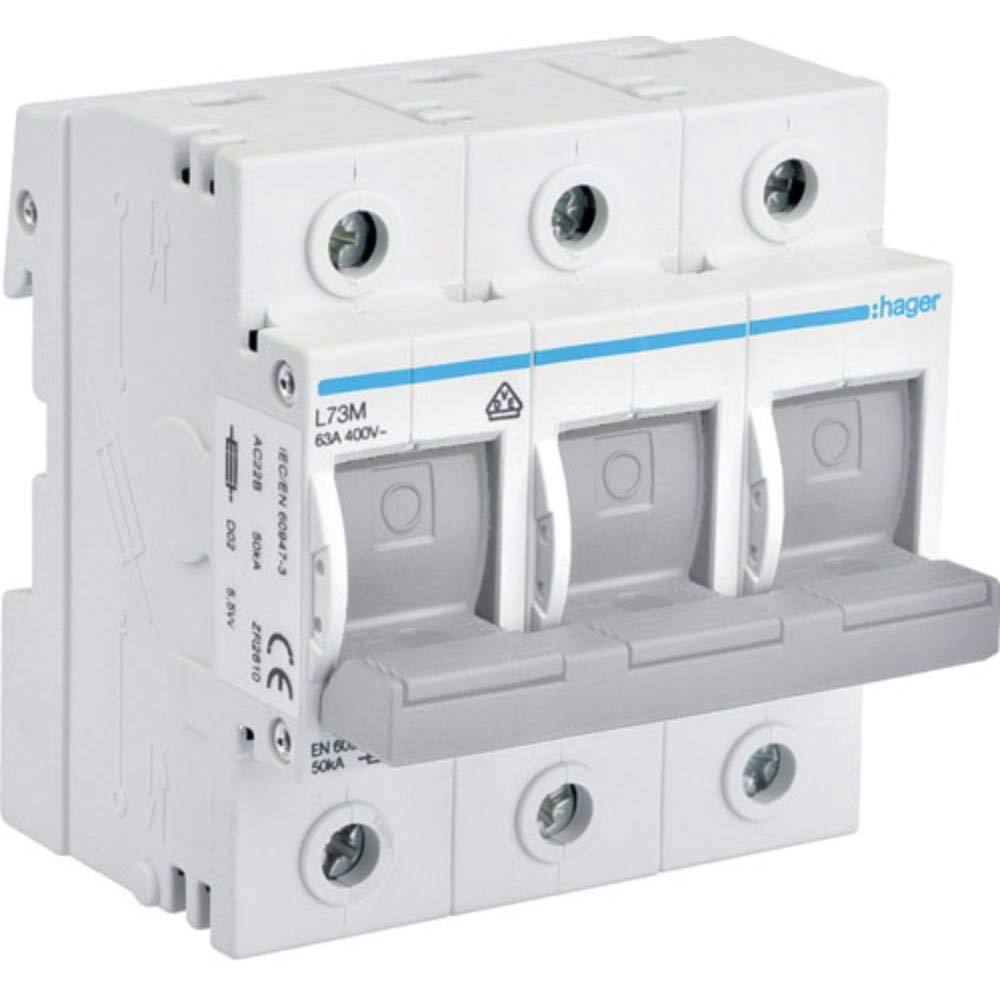 Hager L73M Circuit Breaker Unit, D0, 3-Pin, 63 A