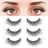 BEPHOLAN 3 Pairs False Eyelashes Synthetic Fiber Material| 3D Mink Lashes| Cat Eyes Look| Reusable| 100% Handmade & Cruelty-Free| XMZ24