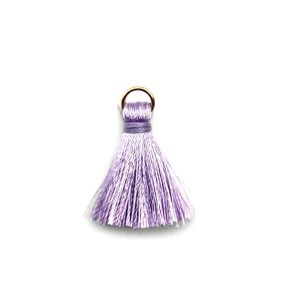 Pack of 50 Mini Tassel Pendants, 2 cm Silky Straight Fringe Tassel Bracelet Key Ring Craft Tassel for Earrings Jewellery Making Bags Bookmark DIY Craft Accessories Light Purple
