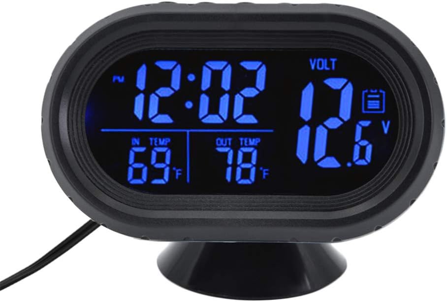 Litake Digital Car Clock Thermometer, Multi-Function 12V Car Voltage Alarm Temperature Clock, LCD Monitor Battery Meter…