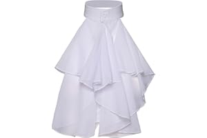 WAGHAVEN Medieval Steampunk Colonial Victorian Ruffled Necktie Detachable Faux Collar for Costume Party