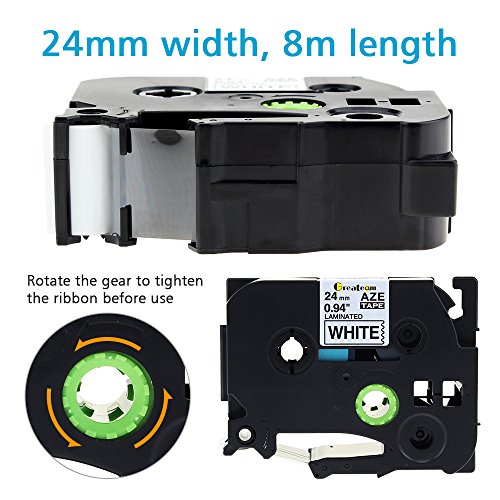 Compatible Brother P-Touch 24mm 1 inch TZe-251 TZ251 tze-251 Label Tape use for Brother Label Maker PTD600, PTE500, PTE550W, PTH500LI, PTP700, PTP750W (Black on White, 1" x 26.2ft, 5 Pack)