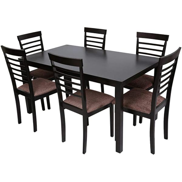 Aft Wooden Dining Table Set With 6 Nos Chair Wenge And Dark Chocolate Black 145 X 80 X 74 Cm Buy Online At Best Price In Uae Amazon Ae