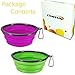 COMSUN Collapsible Dog Bowl, 2-Pack Foldable Expandable Cup Dish for Pet Cat Food Water Feeding Portable Travel Bowl Green and Purple