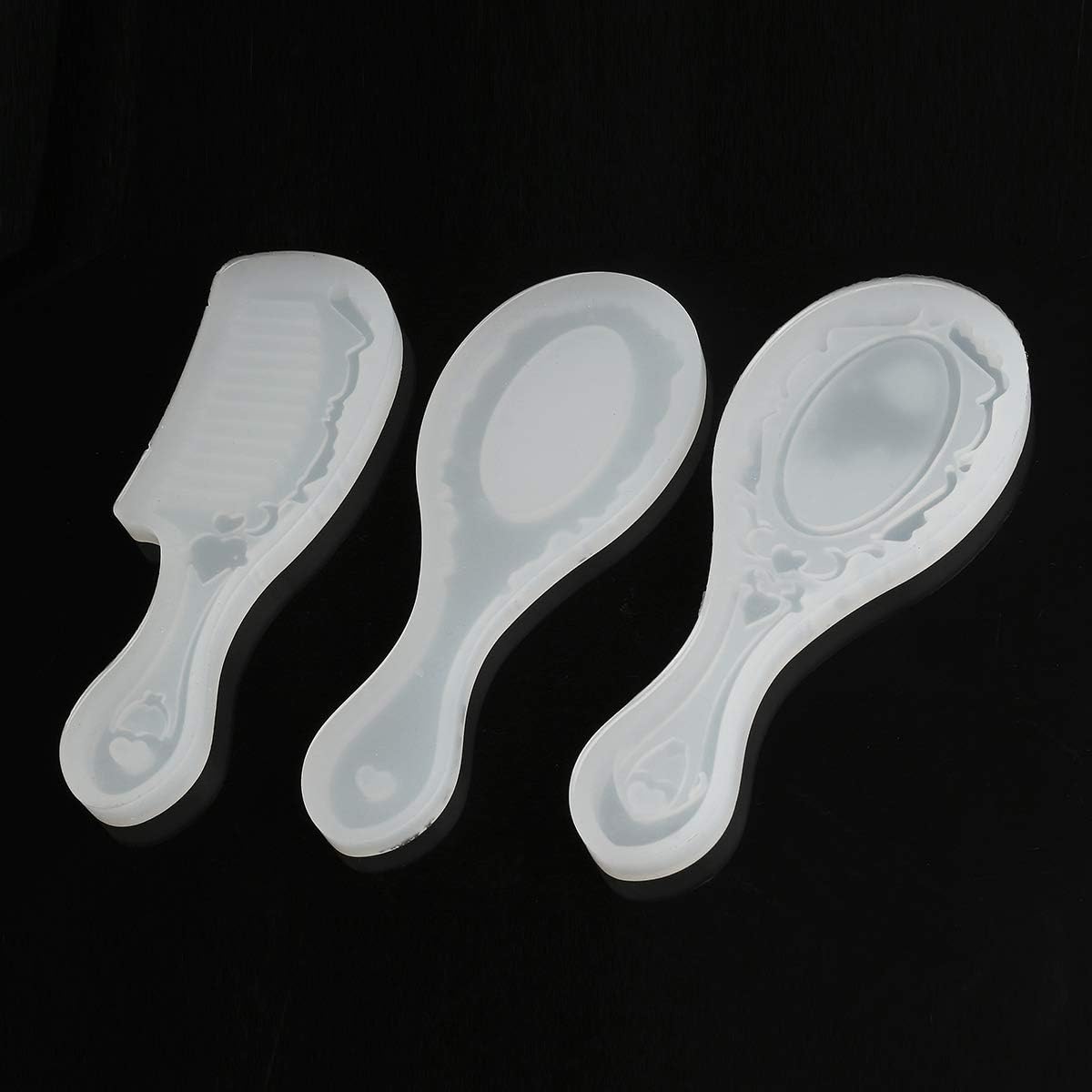 Jeteven 4 Pcs DIY Mirror Mold +Comb Mold+ Mirror Silicone Casting Molds, Silicone Jewelry Mold for Casting Jewelry Making