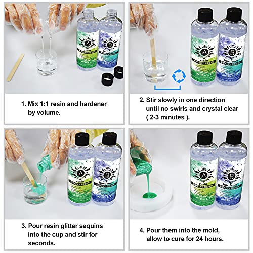 Magicdo Epoxy Resin Kit Crystal Clear Casting and Coating Resin Kit for Beginners River Table Tops Art Casting Resin Jewelry Projects, DIY,Tumbler Crafts, Molds, Art Painting(32oz)