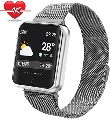 RanGuo Smart Watch for Men Women Kids, Bluetooth Smart Watches Waterproof Sports Smart Bracelet for Android and iOS System Smartphones, Support call reminder and message reminder (Steel strap,Silver)