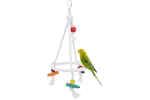 Hypeety Pet Bird Parrot Swing - Hanging Hammock for Parakeets, Budgies, Conures & Quaker Parrots - Cotton Rope Round Swing Toy