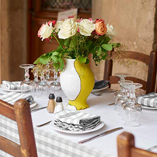 VEEYOO Polyester Checkered Cloth Napkins Set of 12 Pieces Buffalo Plaid Napkins Hemmed Edges Washable Gingham Oversized Dinner Napkins Stain Resistant Table Napkins (17x17 inch, White & Grey Napkins)