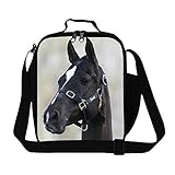 Creativebags Man and Women Lunch Bags Box for Outdoors Sports Leisure Life and School Children Boys Girls Polyester 3D Horse Prints