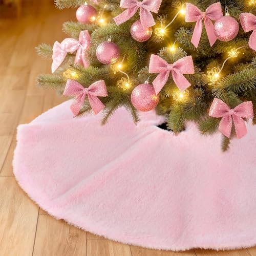 Pink Christmas Tree Skirt 24 inch Small Faux Fur Tree Skirt Xmas Decoration at Amazon