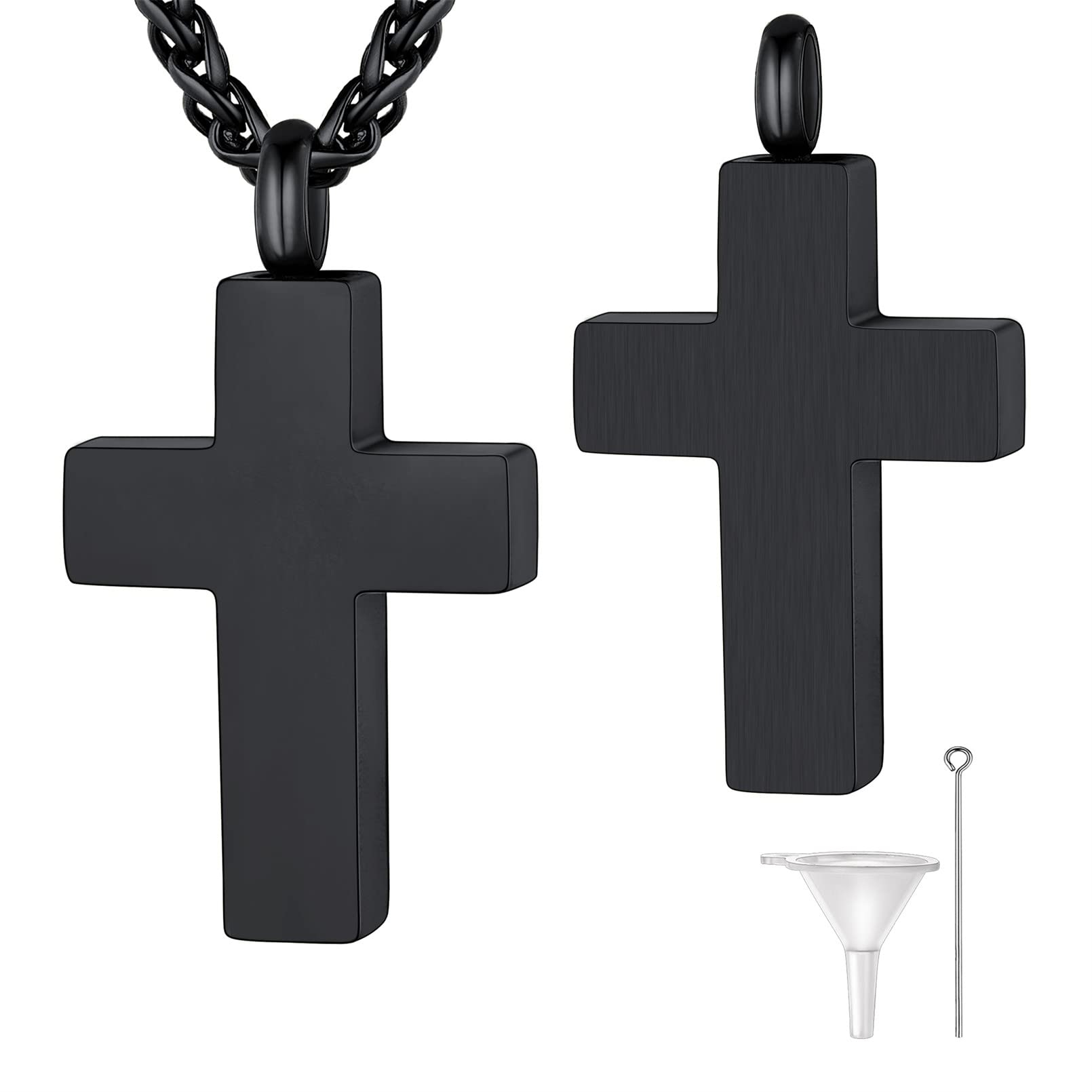 Supcare Black Ash Necklaces with Cross Jesus God Cremation Jewelry for Men Urn Memorial Keepsake Loss of a Dog Gift