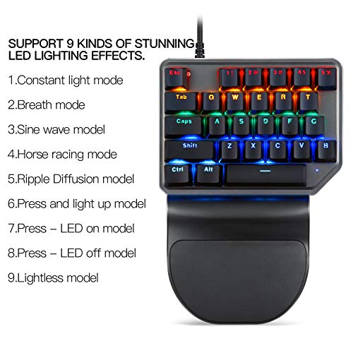 MOTOSPEED One-Handed Mini Mechanical Gaming Keypad 27 Keys,Blue Switch,9 LED Backlit USB Wired Mechanical Gaming Keyboard for Keyboard Computer/PC/Desktop/Laptop