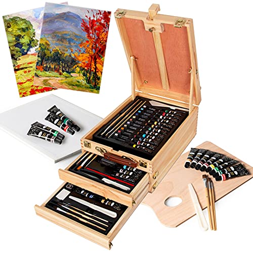 Kuyal 93 Piece Painting Set, Crafts Painting Kit That Contains All The Additional Supplies You Need to get Started of Oil Painting/Acrylic Painting/Watercolor Painting and Box Easel (Drawing Set)