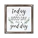 SANY DAYO HOME Today is A Good Day to Have A Good Day Inspirational Sayings Wall Decor Signs 12 x 12 inch Rustic Wood Framed Modern Farmhouse Wall Hanging Art (with Leaves)