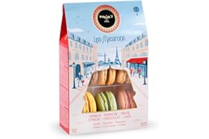 Maxim's De Paris - Macaron Gift Box, Gift box, 6 French Macarons Cookies, Strawberry, Vanilla, Coffee, Pistachio, Lemon, Chocololate.