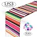 Mexican Serape Table Runner 14 x 110 inch for Mexican Fiesta Party Wedding Decorations, Pack of 5 Fringe Cotton Table Runner with 50 Pcs Ballons