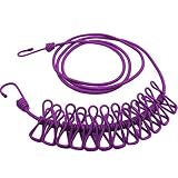 Cepansail Portable Travel Elastic Clothesline Adjustable Clothesline with 12pcs Clothespins for Outdoor and Indoor Use (Purple)