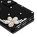 Galaxy S8 Case, Wallet Case [Folio Style][Stand Feature] Card Case Premium Protective PU Leather Flip Cover 3D Handmade Bling Diamonds Embossed Floral Butterflies Hand Strap by Mavis's Diary (Black)