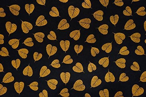 Exotic Elegance 2 Sheet Gift Wrap Mulberry Paper Golden Bodhi Leaf on Black 31.5"x21.5"