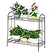 2-Tier Metal Plant Stand Flower Pot Holder for Indoor Outdoor Decor, 33 1/2 x 13 1/2 x 32 5/16 in.(LxDxH)