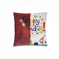 HXIYI Decorative Pillow Case Paillette Throw Mermaid Sequins Cushion Covers 18"x18" (Silver and red), School Theme Math Student Note Pad Floral Rainbow Colored Party Quote Print