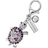 MONNEL MC341 Little Crystal 3D Movable Turtle Lobster Clasp Charm for Women with Velvet Bag (Purple,1 Piece)