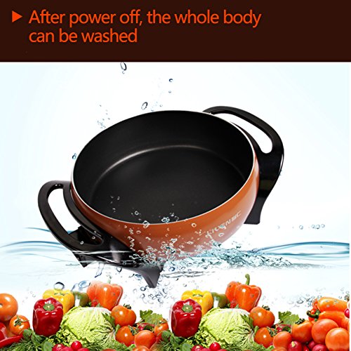 Liven 4L Electric Skillet Electric Pan Electric Hot Pot Cast Aluminum Alloy Pot Body with Non-stick Surface Dia 26cm Depth 8.5cm 1500W 120V DHG-263A - Thumbnail 6