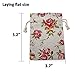 FASOTY Lot of 50 Rose Drawstring Bags Burlap Flower Pouch Bags Linen Gift Bags Floral Jewelry Pouches Jute Sacks for Wedding Favors Party Gifts, Bridal Shower, Birthday, DIY Craft, 3.7x5.2 Inch