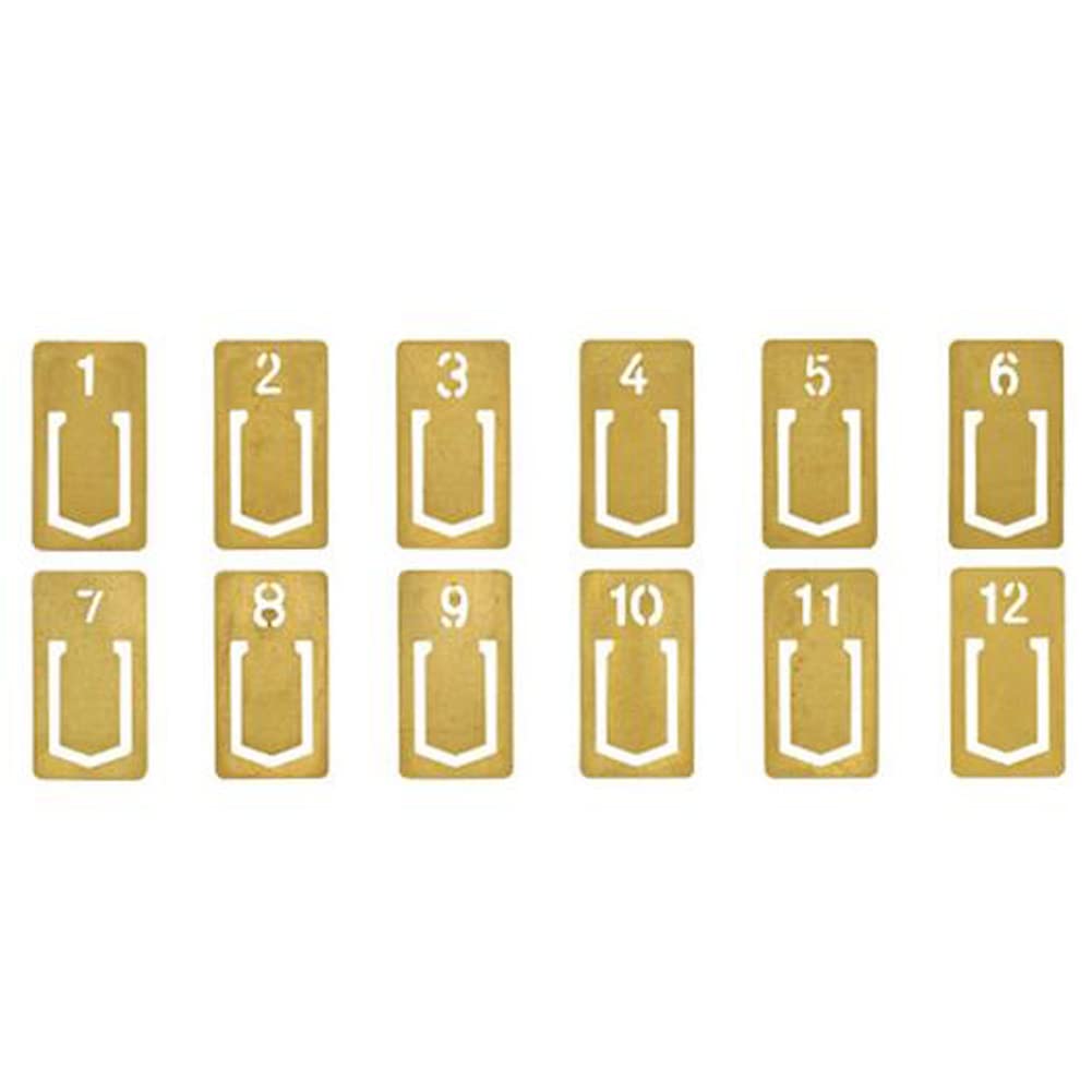 ARFUKA 12pcs Mini Copper Numbers Metal Bookmark Set