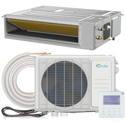 Senville 24,000 BTU Ducted Mini Split AC/Heating System, Concealed Duct, Built-in Water Pump, Wall Thermostat, 16 Ft. Installation Kit