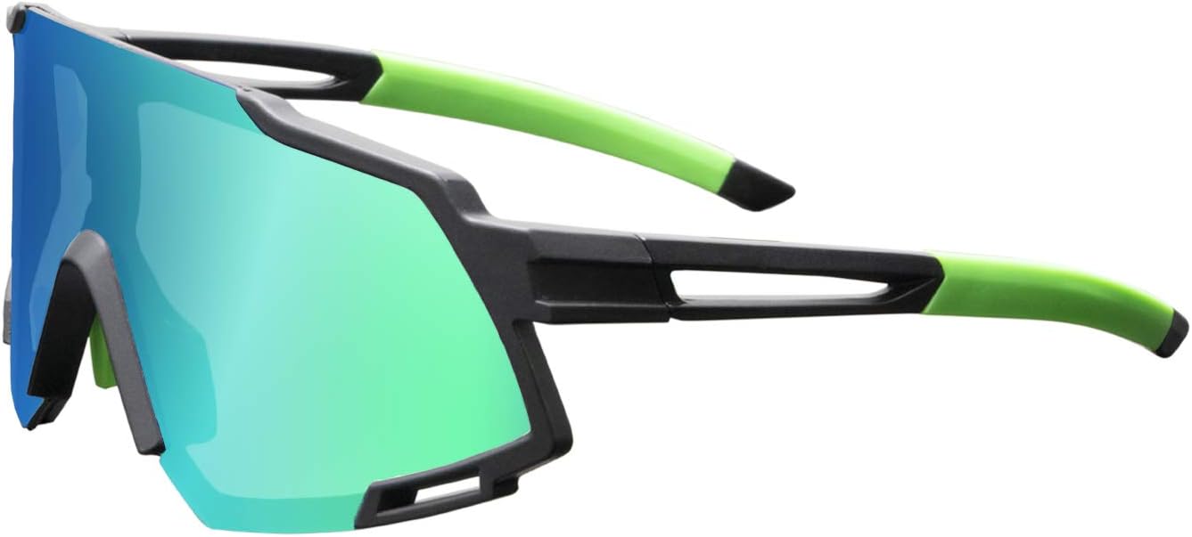 ZEAKER Polarized Sports Sunglasses, Mens Womens Cycling Glasses, Baseball Running Fishing Golf Driving Sunglasses with 3 Interchangeable Lenses