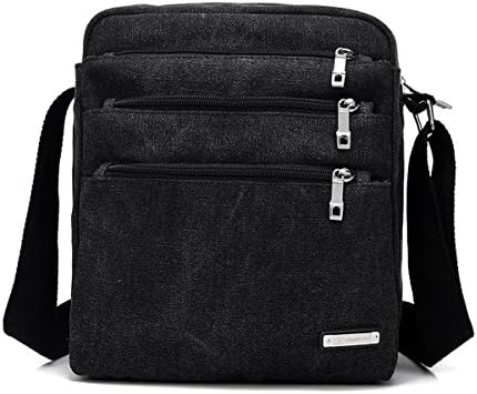 Degohome Casual Canvas Zipper Single Adjustable Strap Shoulder Bags Messenger Crossbody Handbags (black)