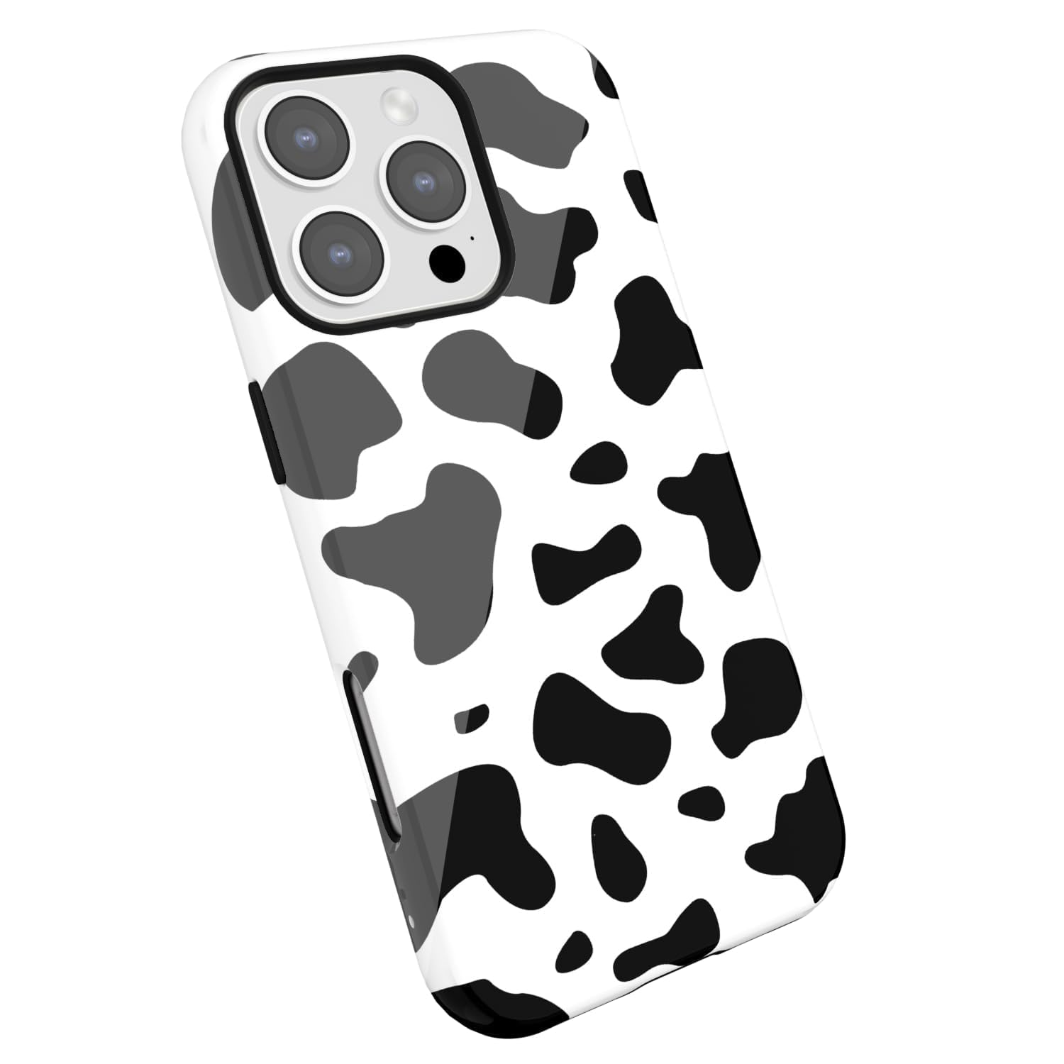 LoeoeL for iPhone 16 Pro Max Case Cow Print, Girly Cute Cow Pattern Phone Case for Women Girls, Thin Slim Hard Shell Plastic Phone Cover, Luxury Aesthetic Trendy Retro Chic Animal Print Design, Black