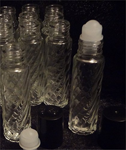 10ml (1/3-oz) Swirl Design Roll-On Glass Bottle with Black Cap [Case of 144]