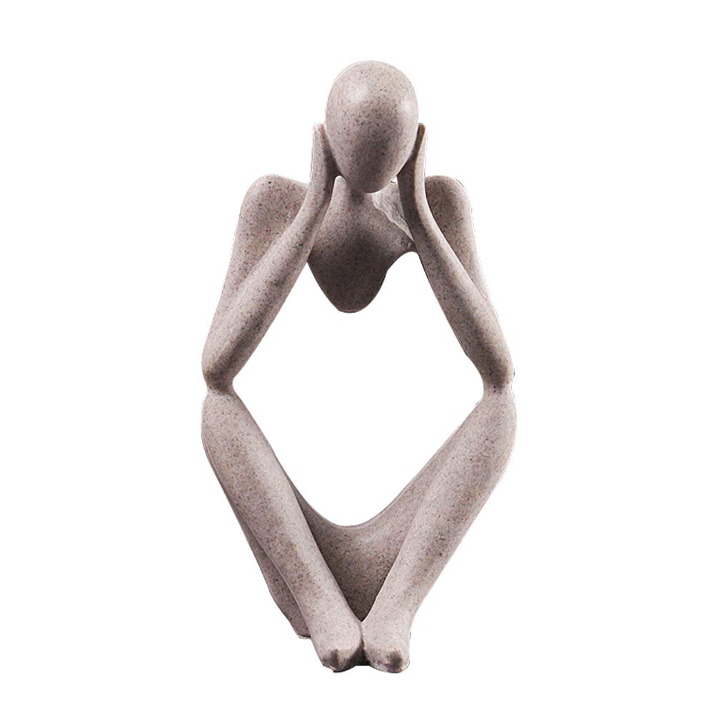 Hosoncovy Resin Thinker Statue Thinker Sculpture Thinker Figurine Thinker Ornament Think Men Ornament Statue Crafts Art Gift Sculpture Decoration for Home Office Bookshelf Desk Decor (Deep Thinker)
