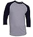 DREAM USA Men's Casual 3/4 Sleeve Baseball Tshirt Raglan Jersey Shirt H Gray/N Blue Medium