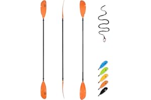 OCEANBROAD Adjustable Carbon Fishing Kayak Paddle - 94in/240cm-98in/250cm-102in/260cm Carbon Fiber Shaft with Paddle Leash