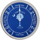 West &amp; Company White Tide Clock with Protective Lens and Palmetto Tree Dial - 9" 9 1/2" Nautical Beach D&eacute;cor