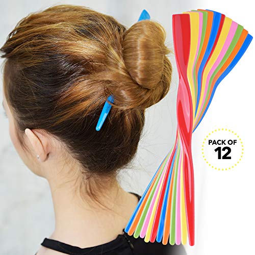 Chuangdi 4 Pieces Wood Hair Sticks For Buns Hair Pins Japanese