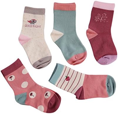 Vera Nuka Novelty Kids Girls Cotton Crew Socks 5 Pack (Assorted Designs) (4T-6T/18-20cm,1660)