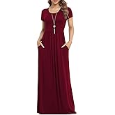 VIISHOW Women's Short Sleeve Loose Plain Maxi Dresses Casual Long Dresses with Pockets