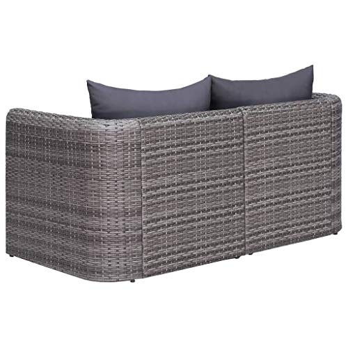 vidaXL 2X Garten Ecksofa 2-Sitzer Gartensofa Lounge Sofa Sessel Gartensessel Gartenmöbel Sitzgruppe Sitzgarnitur Gartenset Gartengarnitur Poly Rattan Grau – Bild 4