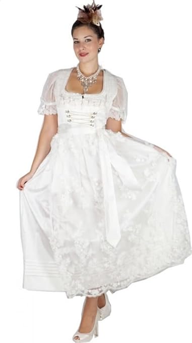 9151 Krüger Hochzeitsdirndl 90er länge Creme