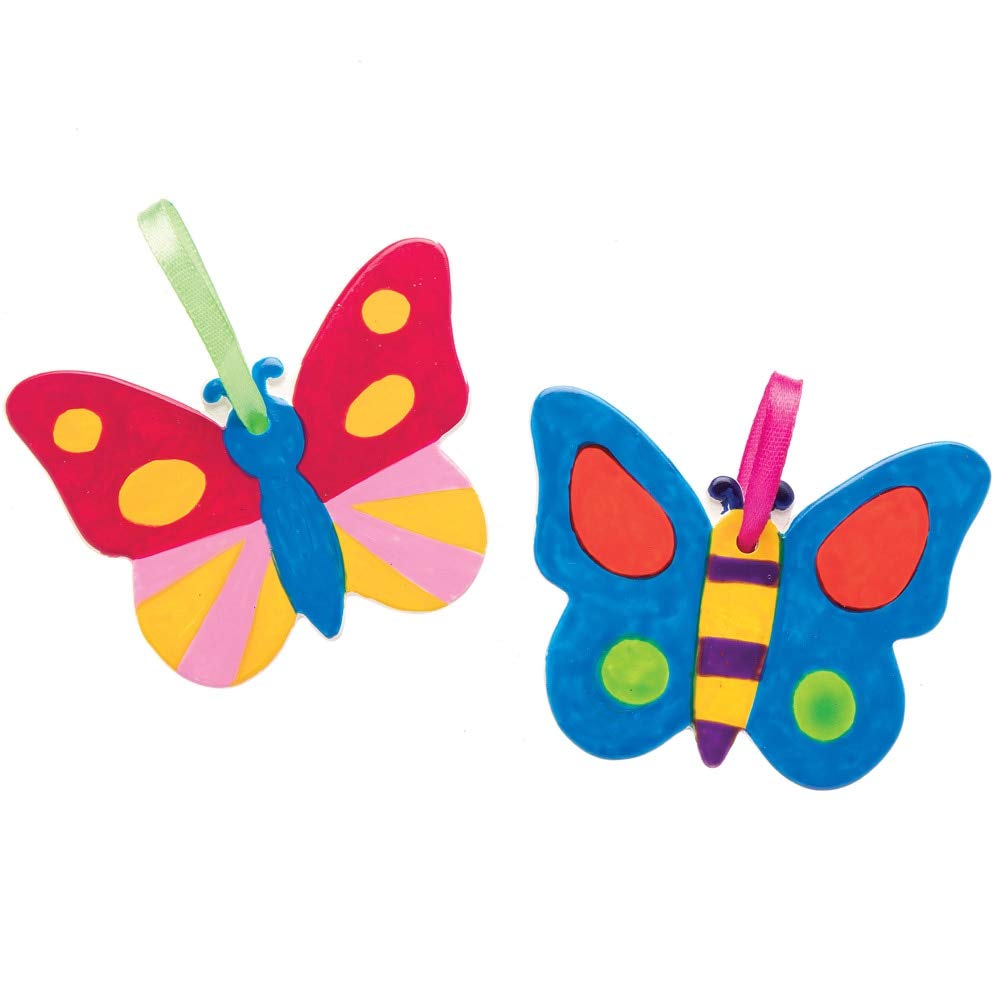 Baker Ross AT875 Butterfly Ceramic Decorations - Pack of 5, for Kids Arts and Crafts Projects Green,Pink, Multicolored, 10.5 cm - Image 4