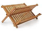 Lovely Bamboo Dish Rack for Drying Full-Size Dinner Plates, Compact and Sturdy Design, Foldaway