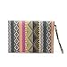 DukeTea Bohemian Oversized Clutch Purse, Large Canvas Envelope Evening Wristlet Bag Green